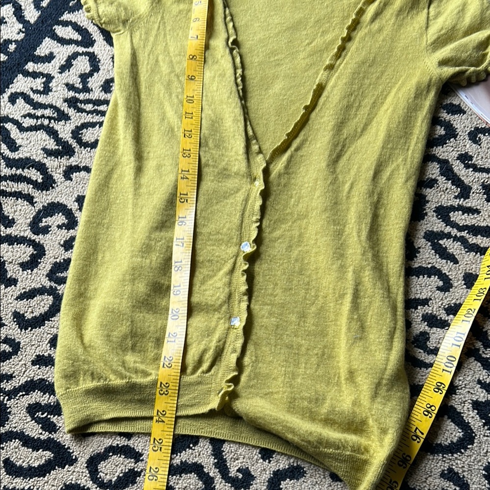 J.Crew Featherweight Cashmere Short Sleeve Cardigan Light Chartreuse - Picture 8 of 8